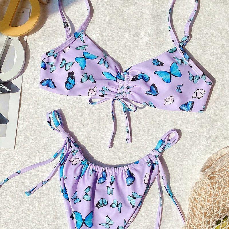 Christa Bandage Butterfly Bikini - Purple / S - Mermaid Way