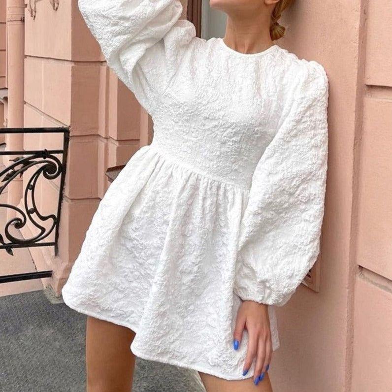 Claire Puff Sleeve Casual Mini Dress - White / XS - Mermaid Way