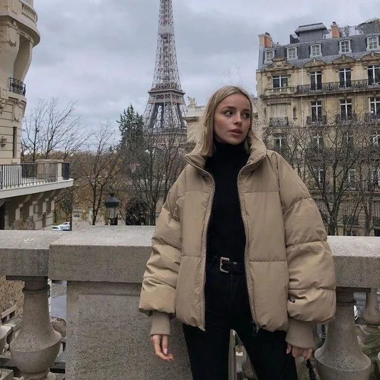 Corinna Oversized Puffer Jacket - Beige / XS - Mermaid Way