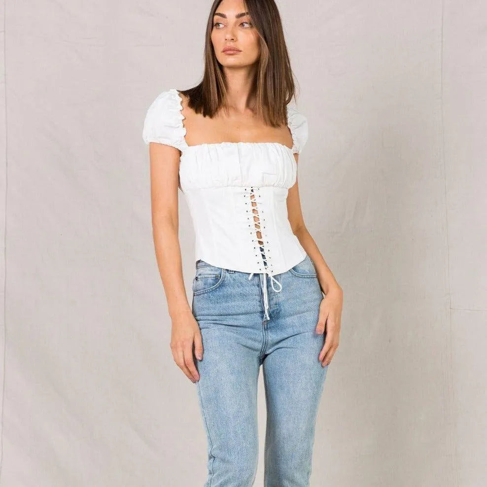 Cornelia Off The Shoulder Corset Top - White / S - Mermaid Way
