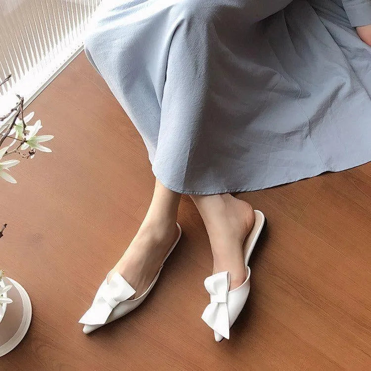 Dayton Casual Butterfly Knot Slippers - White / 4.5 - Mermaid Way