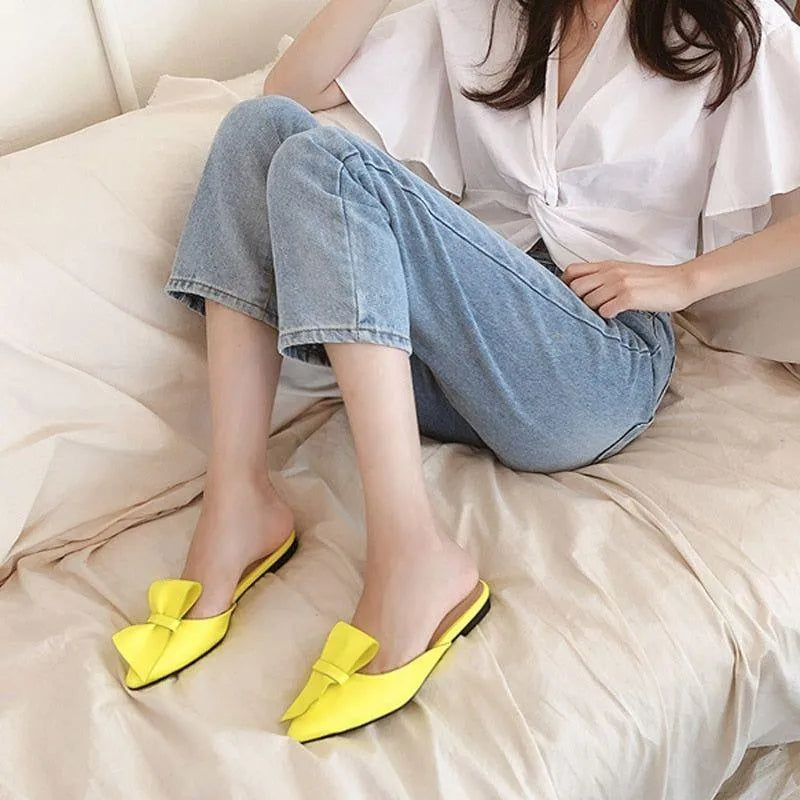 Dayton Casual Butterfly Knot Slippers - Yellow / 4.5 - Mermaid Way