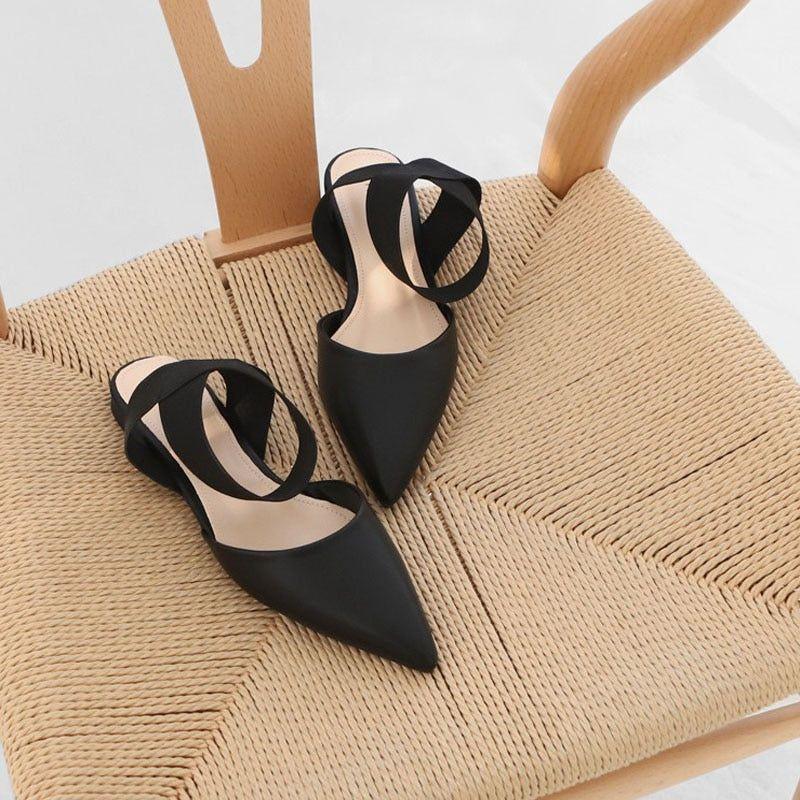 Desi Crossover Strap Pointed Toe Sandals - Ivory / 4 - Mermaid Way