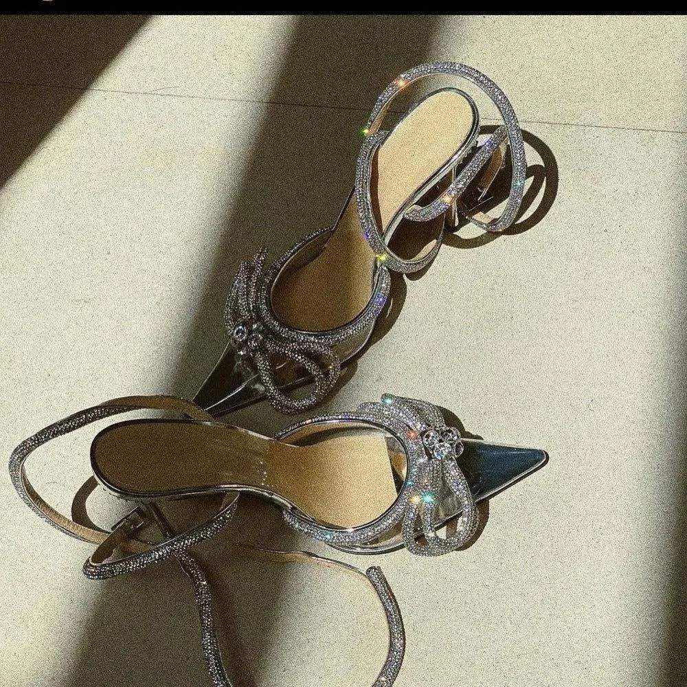 Ocane Vtements -Diamante Bow Wrap Around Perspex Heels Clear / 10.5 Ocane Vtements -Diamante Bow Wrap Around Perspex Heels Clear / 10.5