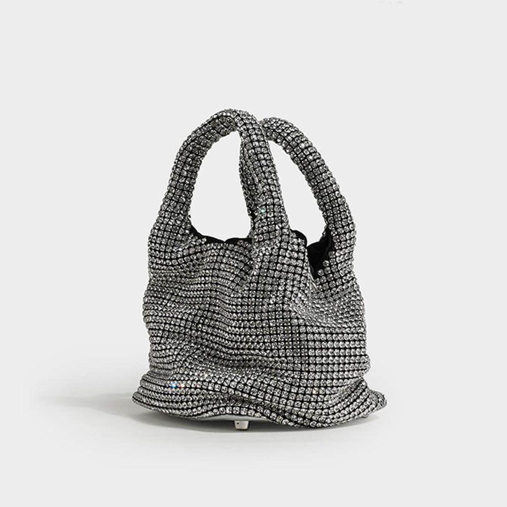 Diamond Flirt Rhinestone Sparkle Bucket Bag - Silver - Mermaid Way