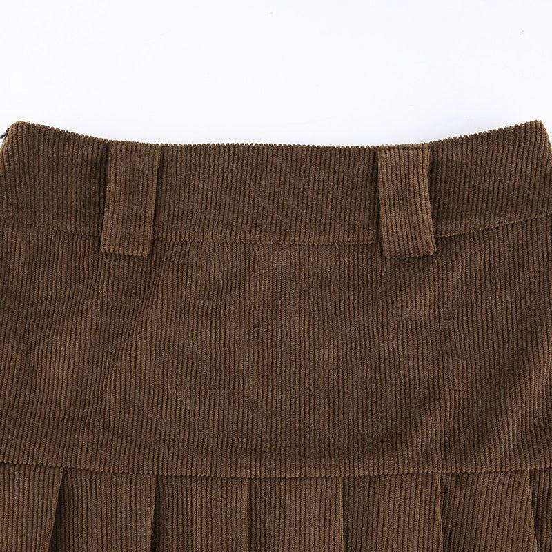 Emilia Ruffle Pleated Mini Skirt - Brown / S - Mermaid Way