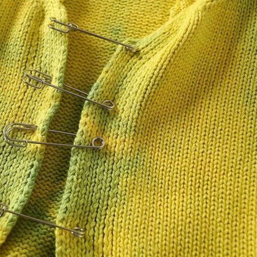 Ethna Safety Pin Knitted Cardigan - Yellow / One Size - Mermaid Way