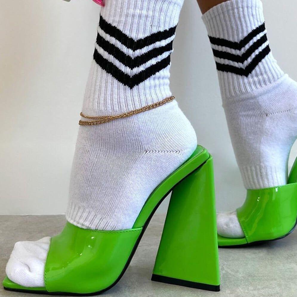 Fantasy Pyramid Block Heels - Green / 4 - Mermaid Way