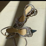 Diamante Bow Wrap Around Perspex Heels - Shoes - Mermaid Way