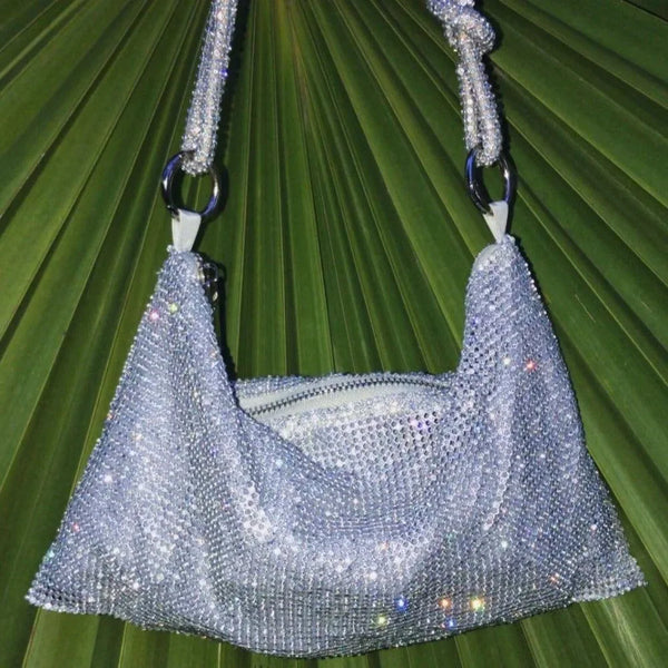 rhinestone shoulder bag with shimmering detail