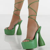 Bombshell Strappy Lace Up Chunky Platform Heels - Shoes - Mermaid Way