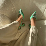 Obsessed Pointed Toe Crystal Brooch Heels - Shoes - Mermaid Way