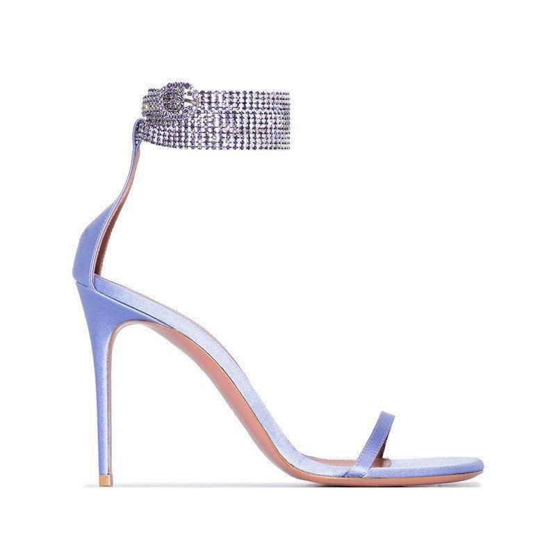 Gossip Girls Crystal-Embellished Ankle Strap Sandals - Purple / 5 - Mermaid Way