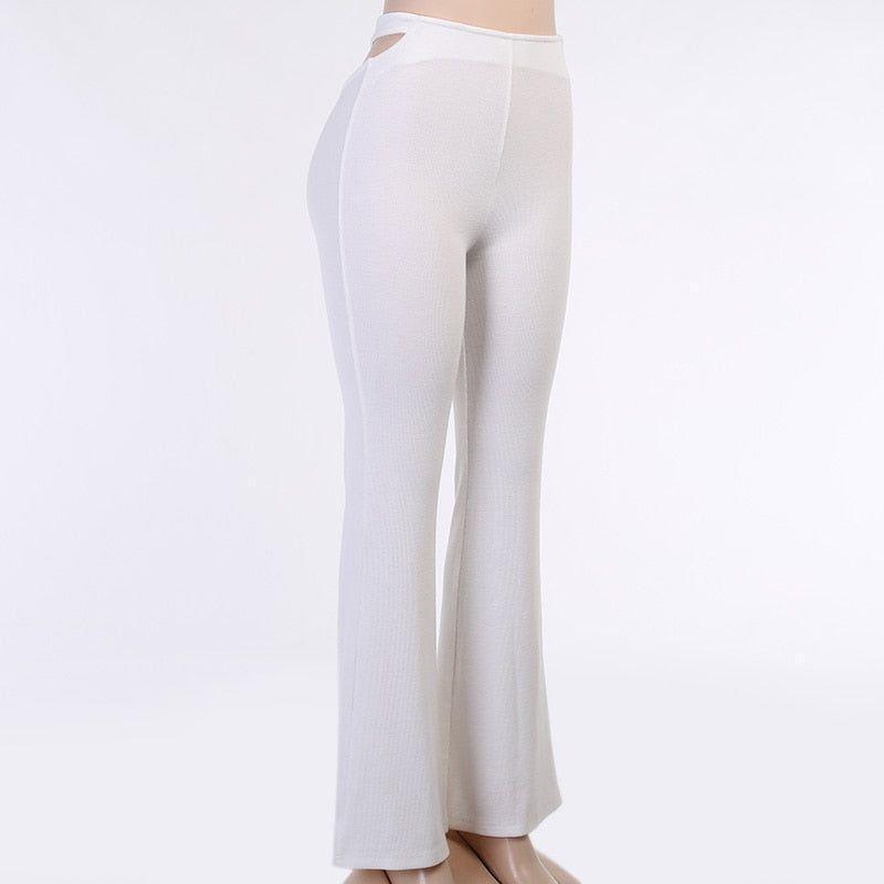 Hene High Waisted Cut Out Pants - Ivory / S - Mermaid Way