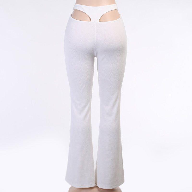 Hene High Waisted Cut Out Pants - Ivory / S - Mermaid Way