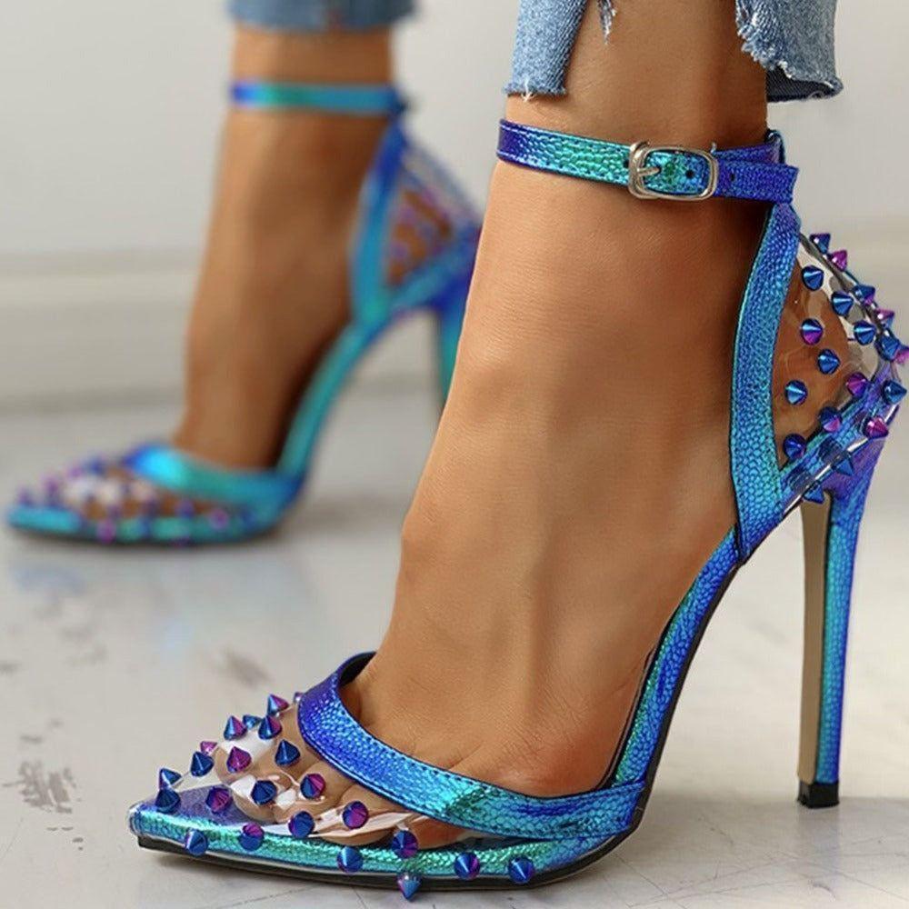 Lagoon Ankle Strap Spike Heels - Blue / 5 - Mermaid Way