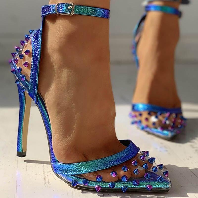 Lagoon Ankle Strap Spike Heels - Blue / 5 - Mermaid Way