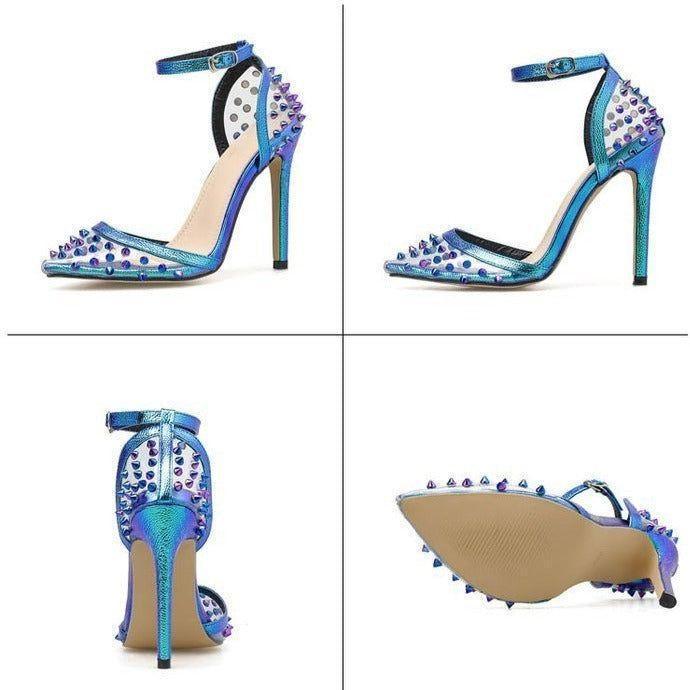 Lagoon Ankle Strap Spike Heels - Blue / 5 - Mermaid Way