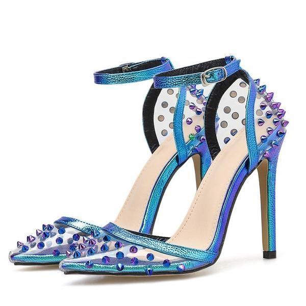 Lagoon Ankle Strap Spike Heels - Blue / 5 - Mermaid Way