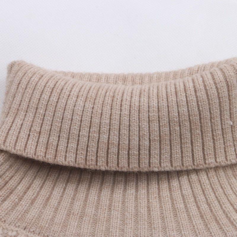 Léane Turtleneck Knitted Sweater - Beige / S - Mermaid Way