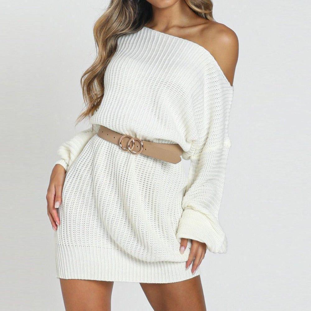 Lene One Shoulder Knitted Mini Dress - White / S - Mermaid Way