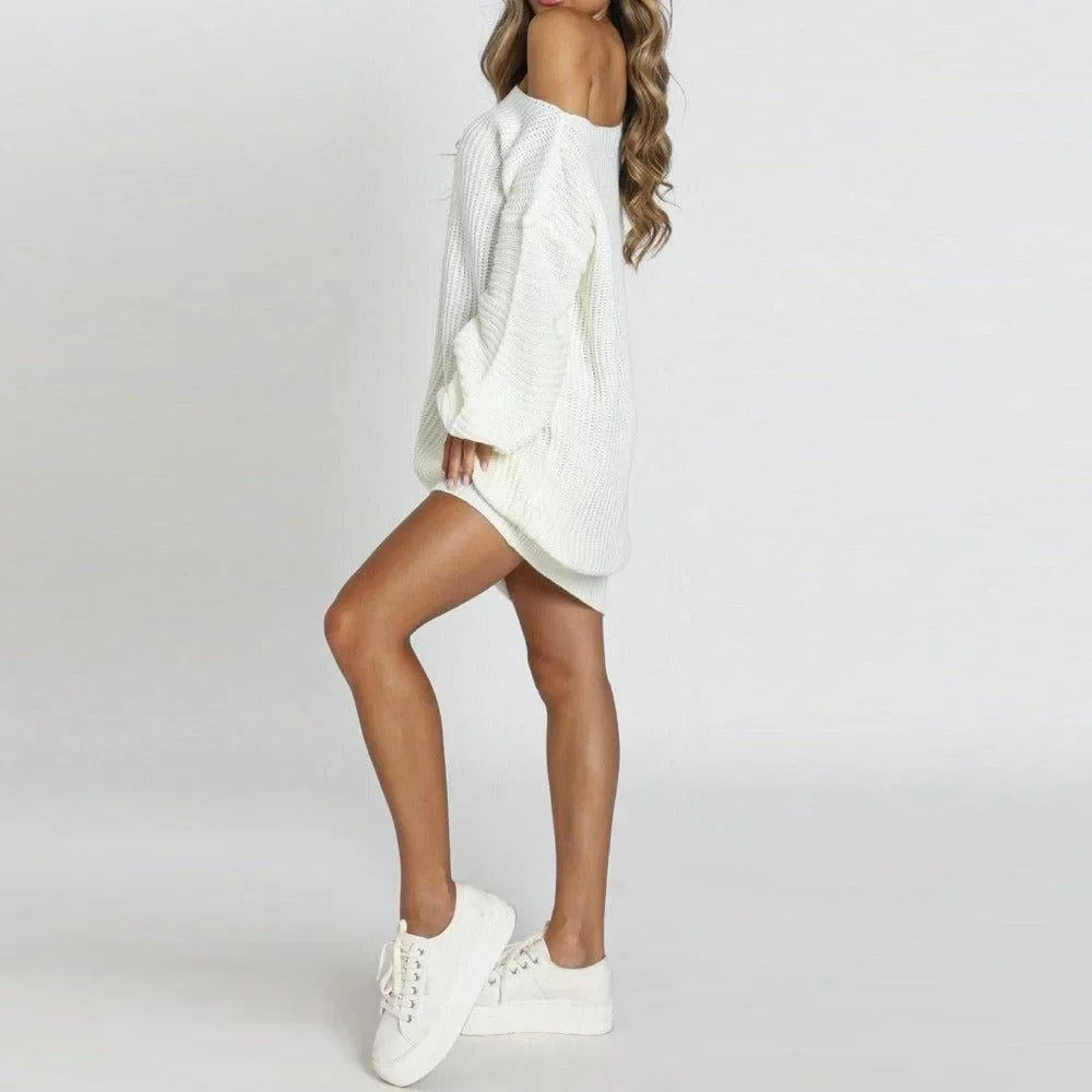 Frosty Elegance Cold Shoulder Mini Dress White XL by chic me Frosty Elegance Cold Shoulder Mini Dress White XL by chic me
