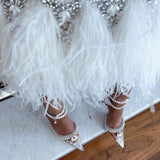 Admired Pearl Strap Crystal Heels - Shoes - Mermaid Way