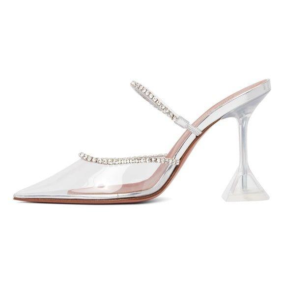 Out Out Crystal Embellished Satin Heels - Shoes - Mermaid Way