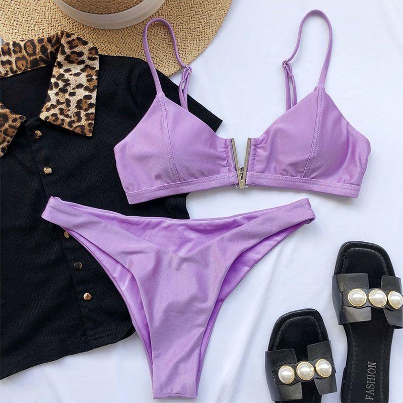 Marcela High Cut Bikini - Purple / S - Mermaid Way