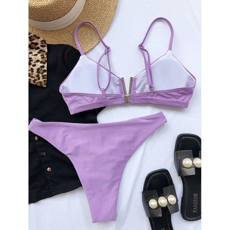 Marcela High Cut Bikini - Purple / S - Mermaid Way