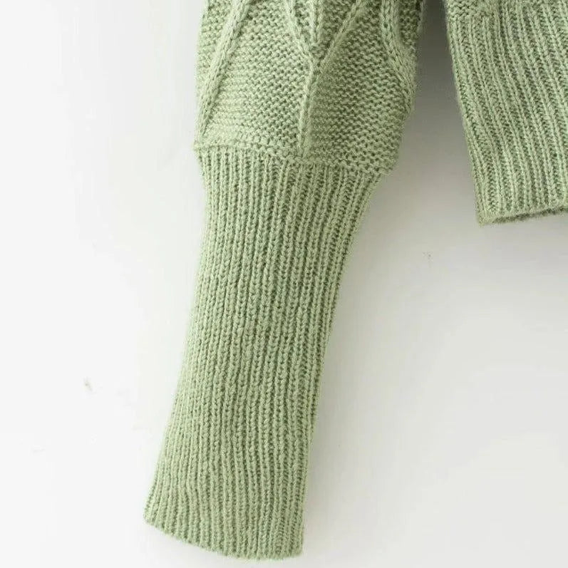 Meeli Vintage Casual Turtleneck Sweater - Light Green / S - Mermaid Way