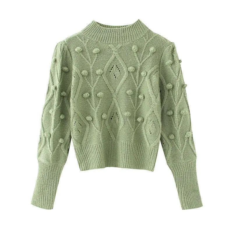 Meeli Vintage Casual Turtleneck Sweater - Light Green / S - Mermaid Way