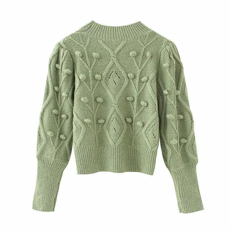 Meeli Vintage Casual Turtleneck Sweater - Light Green / S - Mermaid Way