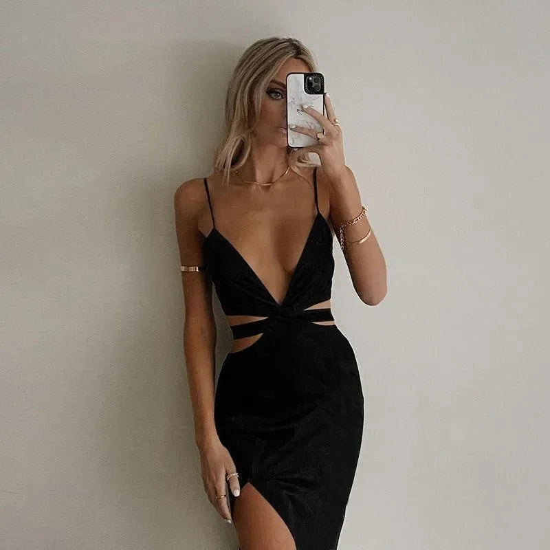 Miami Deep V-Neck Cut Out Midi Dress🧜‍♀️Mermaid Way