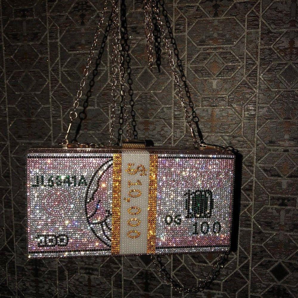 Money On My Mind Rhinestone Sparkle Clutch - Pink - Mermaid Way