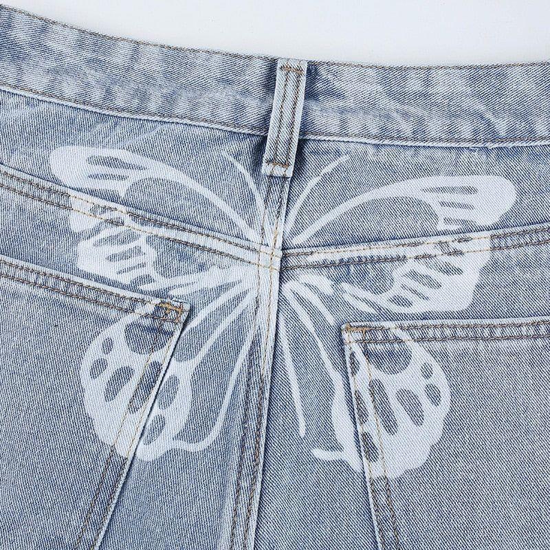 Nikolett Butterfly Loose Straight Jeans - Light Blue / S - Mermaid Way