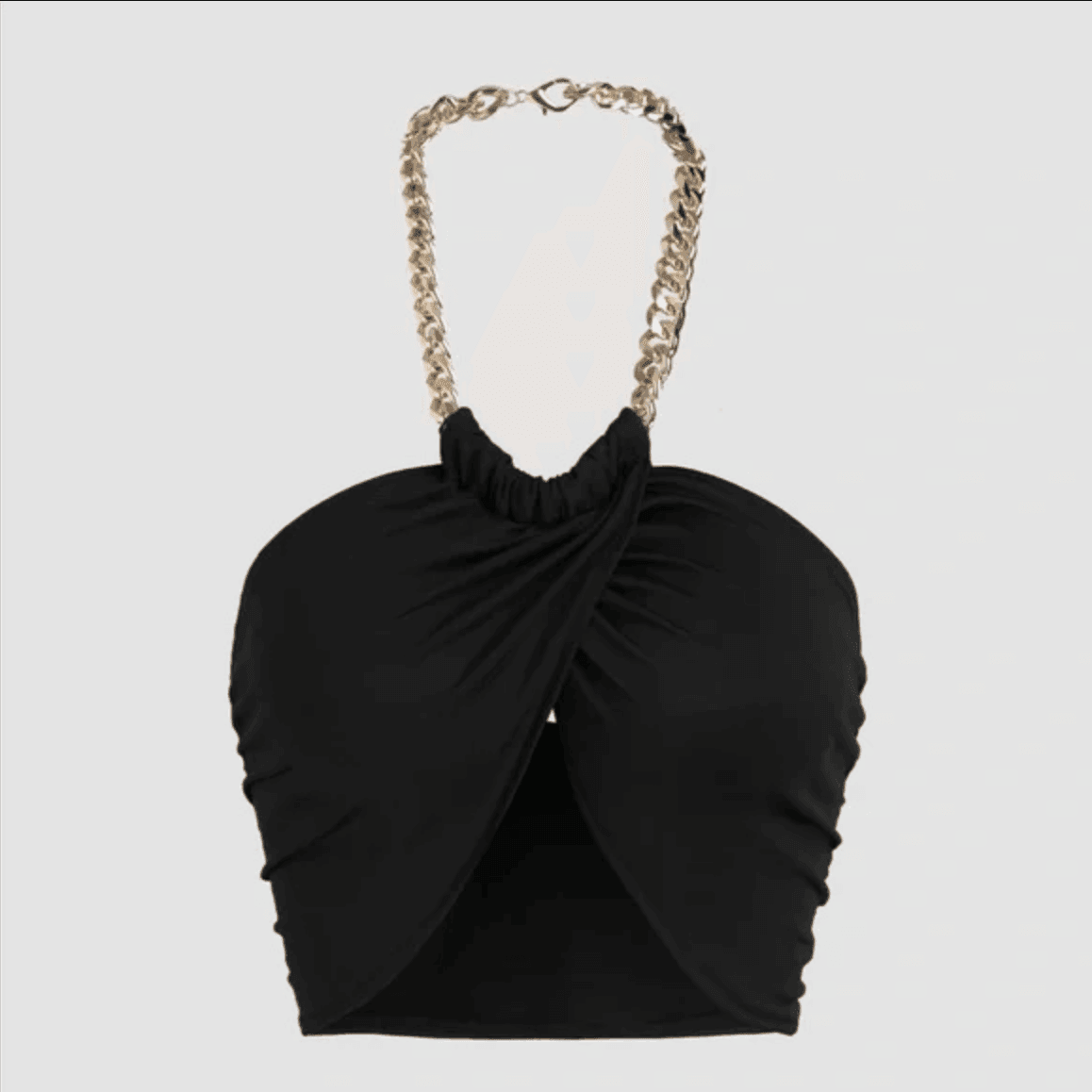 Panther Cropped Twisted Halterneck Chain Top - Black / S - Mermaid Way