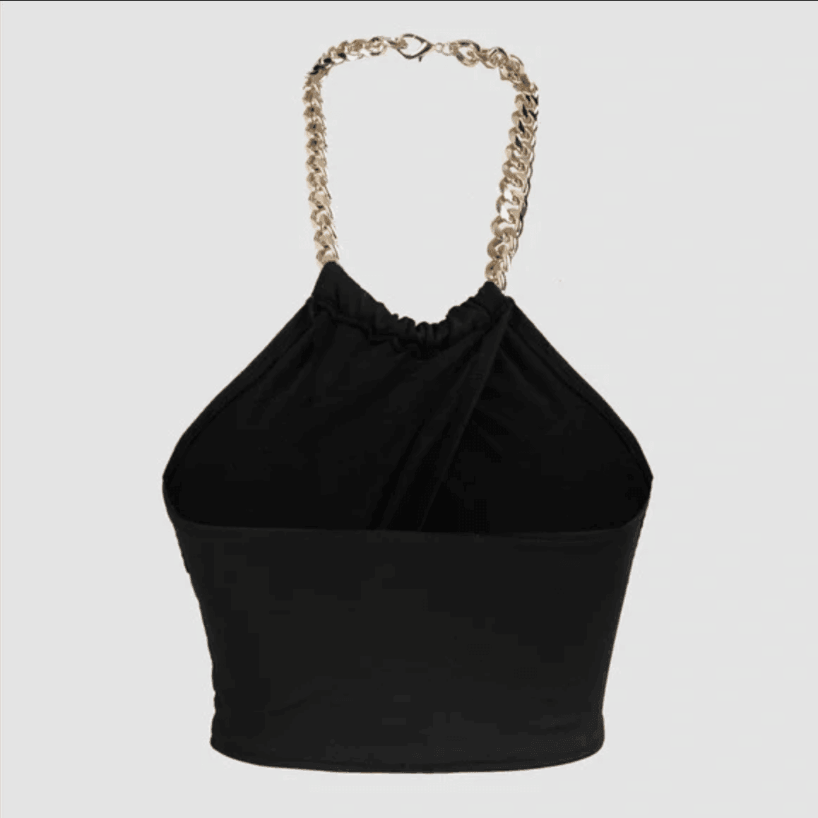 Panther Cropped Twisted Halterneck Chain Top - Black / S - Mermaid Way