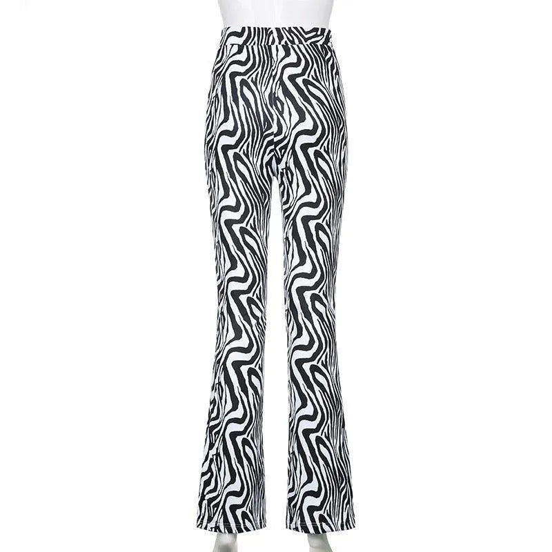 Priscilla Animal Print High Waisted Flare Pants