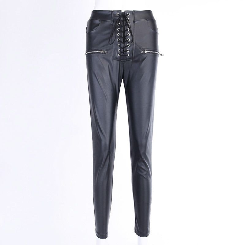 Linsey Faux Leather Lace Up Pants - Pants - Mermaid Way
