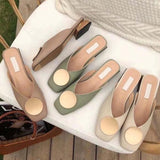 Sunset Square Toe Wooden Heel Slippers - Shoes - Mermaid Way