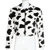 Alvina Cow Pattern Plush Jacket - Outerwear - Mermaid Way