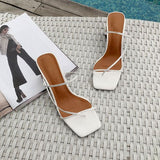 Ellington Square Toe Slip-On Heeled Sandals - Shoes - Mermaid Way