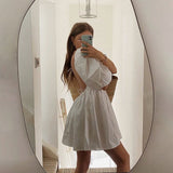 Dina Puff Sleeve Square Collar Mini Dress - Dresses - Mermaid Way
