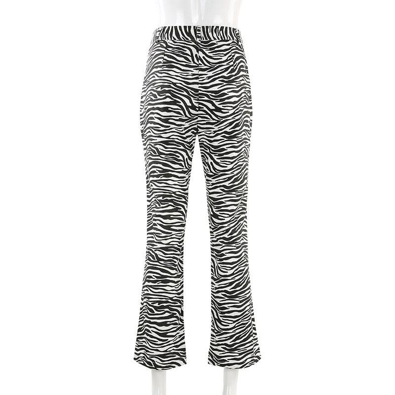 Chocolate High Waist Zebra Print Pants - Pants - Mermaid Way