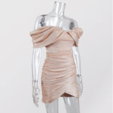 Agata Off The Shoulder Satin Mini Dress - Dresses - Mermaid Way