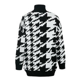 Madisyn Houndstooth Pattern Knit Sweater - Shirts & Tops - Mermaid Way