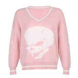 Evil Eye Skull Print Knitted Sweater - Shirts & Tops - Mermaid Way