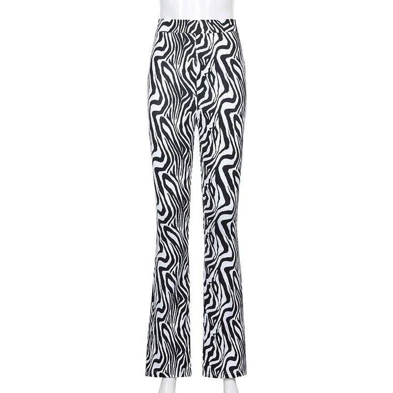 Priscilla Animal Print High Waisted Flare Pants - Pants - Mermaid Way