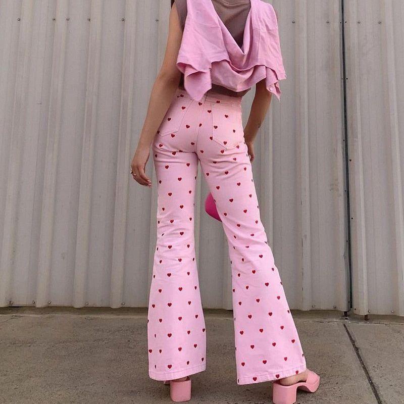 Henny Heart Print High Waist Pants - Pants - Mermaid Way